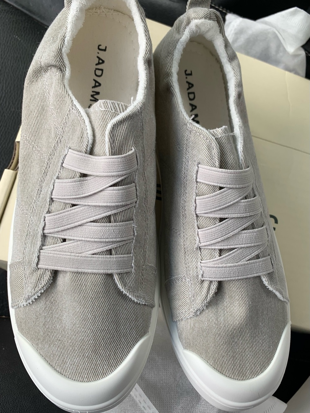 J. Adams Women's Light Gray Canvas Slip-On Athletic Sneakers